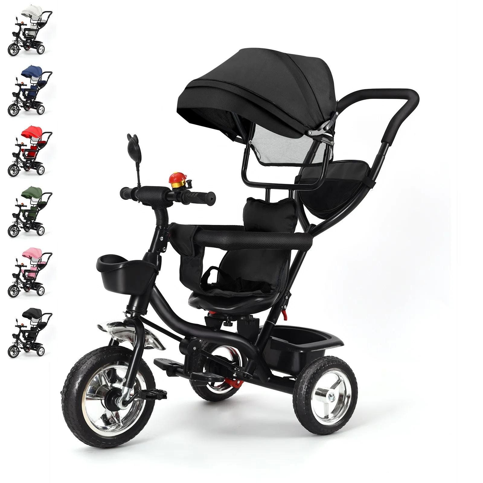 Tricycle bébé évolutif 1 à 5 ans, vélo pour les enfants plus âgés, siège réversible, grand panier et