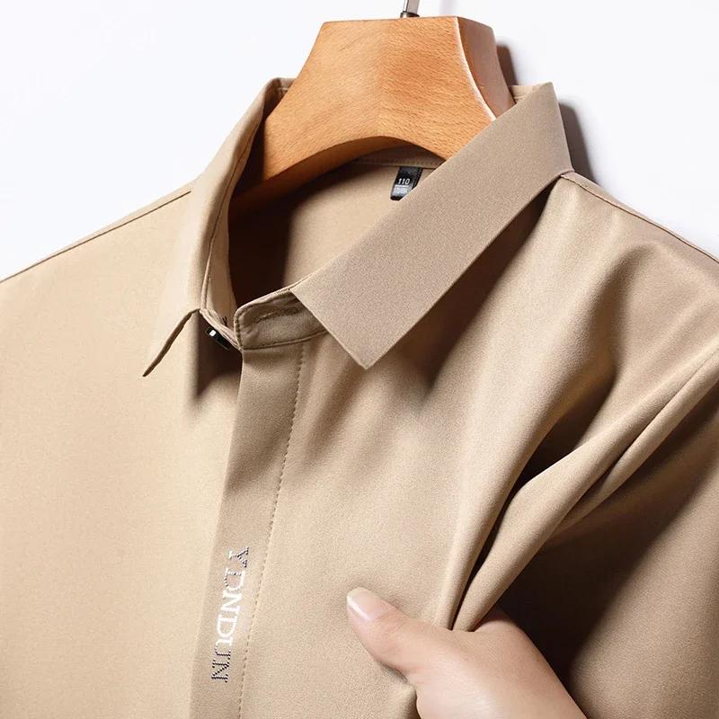 Chemise d'affaires déformable à manches courtes pour hommes, haut décontracté, document solide, conf