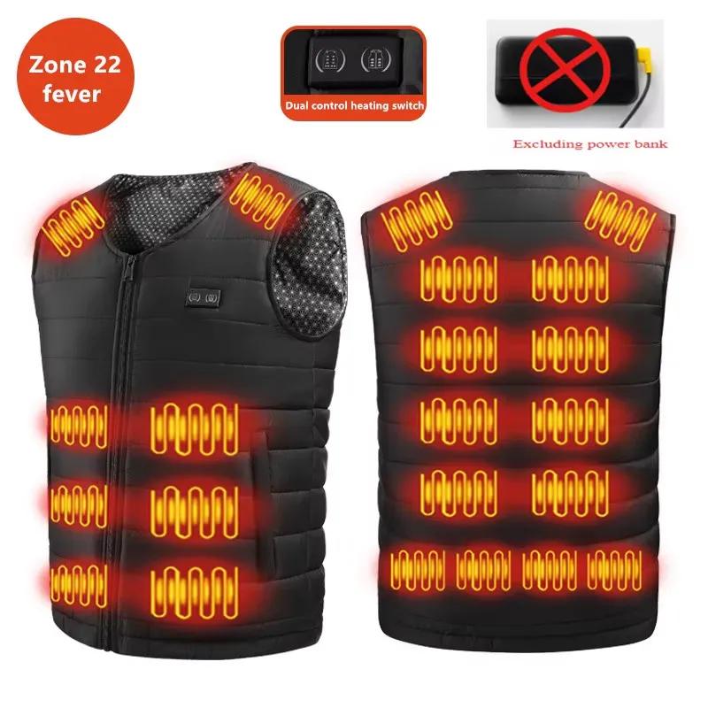 Nouveau hiver unisexe col en v 22 zones résistant à la chaleur gilet chaud personnes d'âge moyen et 