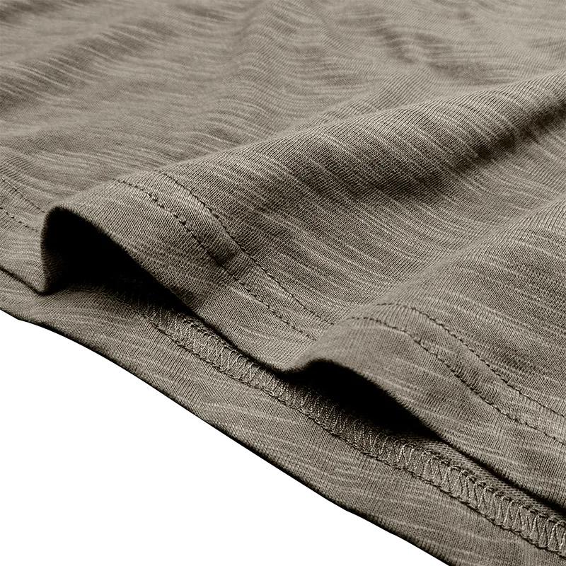 Nouveau automne T-Shirt à manches longues hommes décontracté dessus de couleur unie col Henley mince