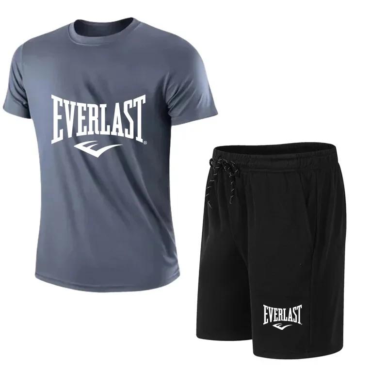 Ensemble 2 pièces T-shirt et short pour homme EVERLAST – Tenue de sport décontractée à manches court