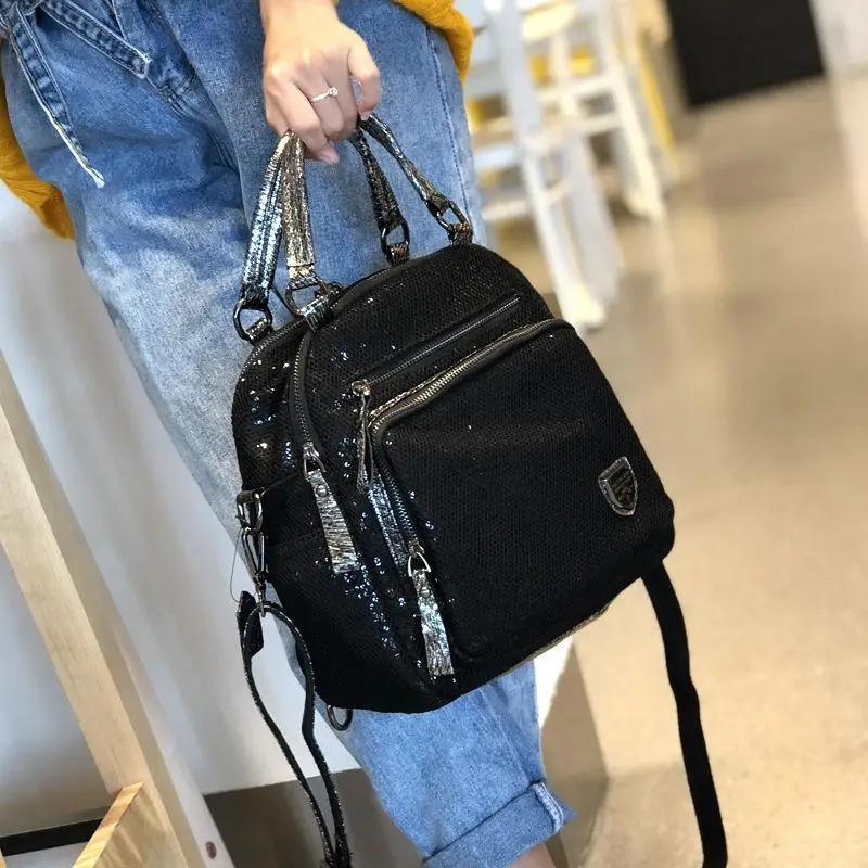 2025 version coréenne nouveau sac à dos femmes sac à main sequin mode voyage sac à dos multifonction