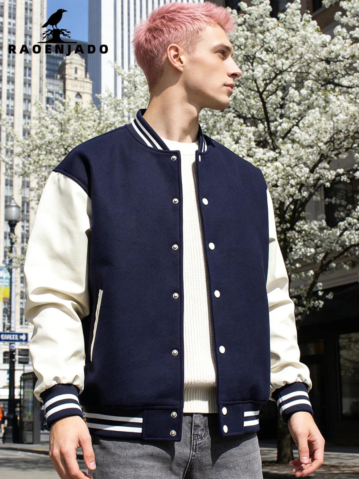 Veste universitaire pour homme, manches en simili cuir, style classique Letterman, veste bomber, ves