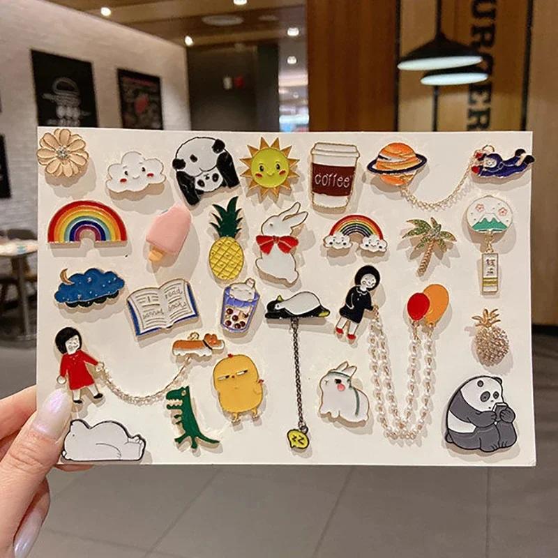 10-100 pièces broches de dessin animé icônes plantes broches Badge Animal ou fruits bouton sac à dos