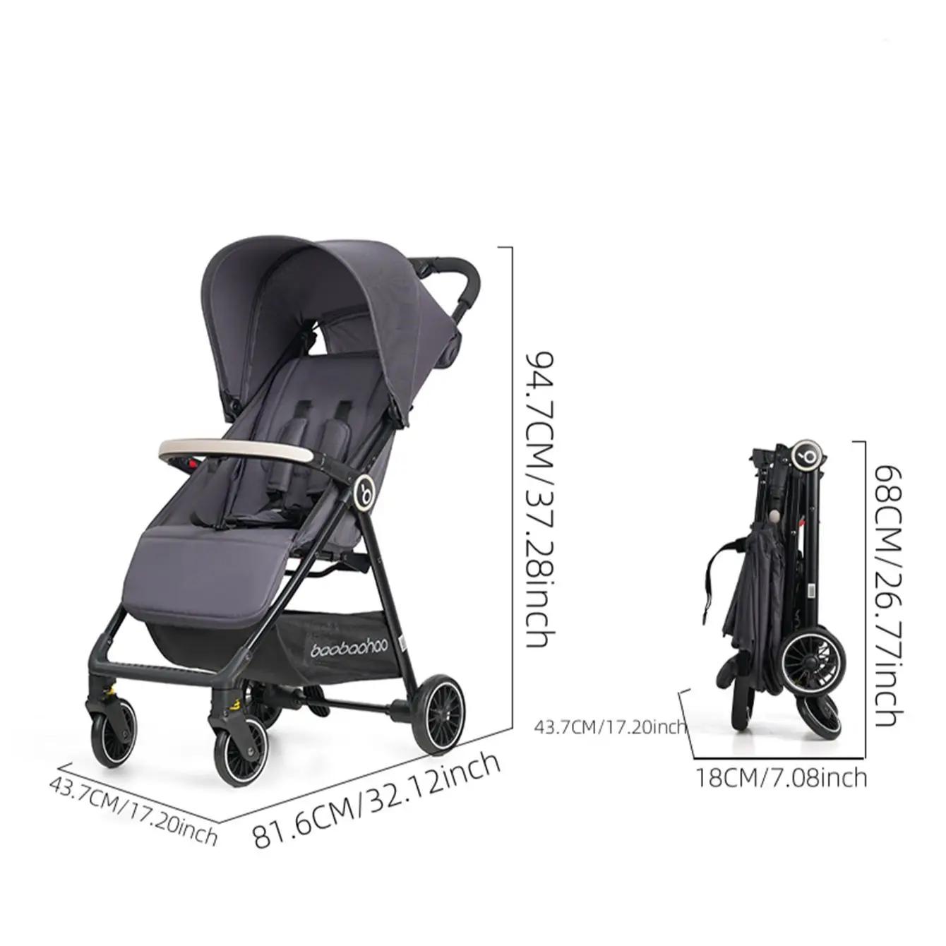 1 poussette pour bébé légère noire pèse seulement 4,7 kg, pratique pour les avions, les trains et le