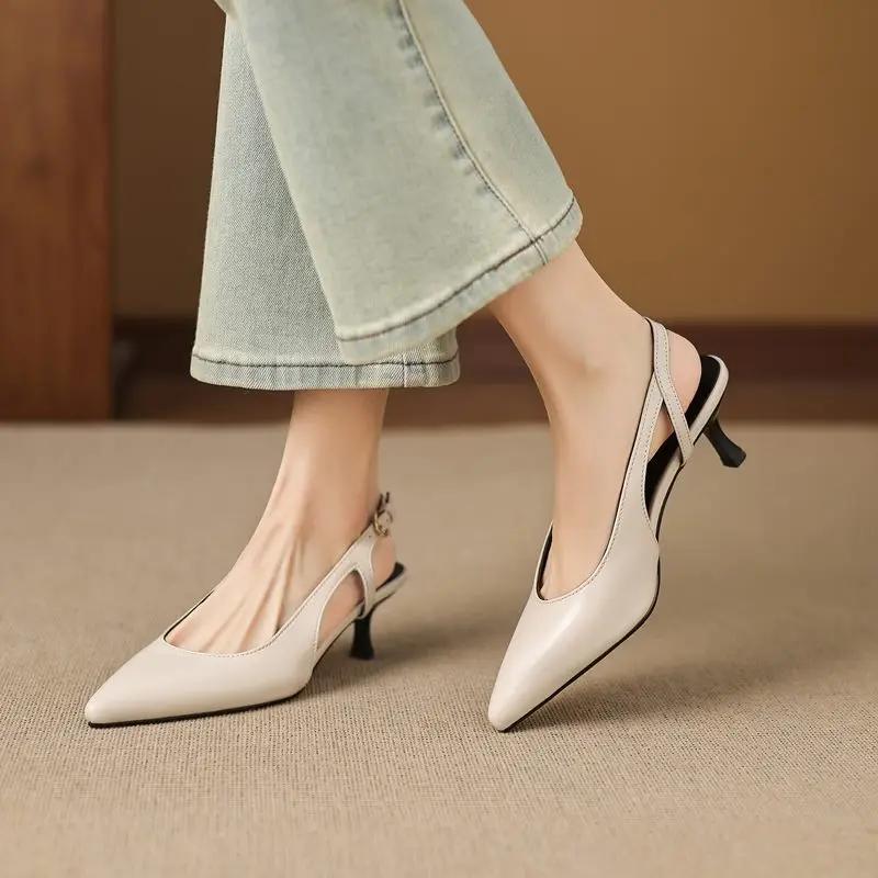 MORAZORA – sandales en cuir véritable pour femmes, grande taille 34-43, chaussures à bout pointu, ta