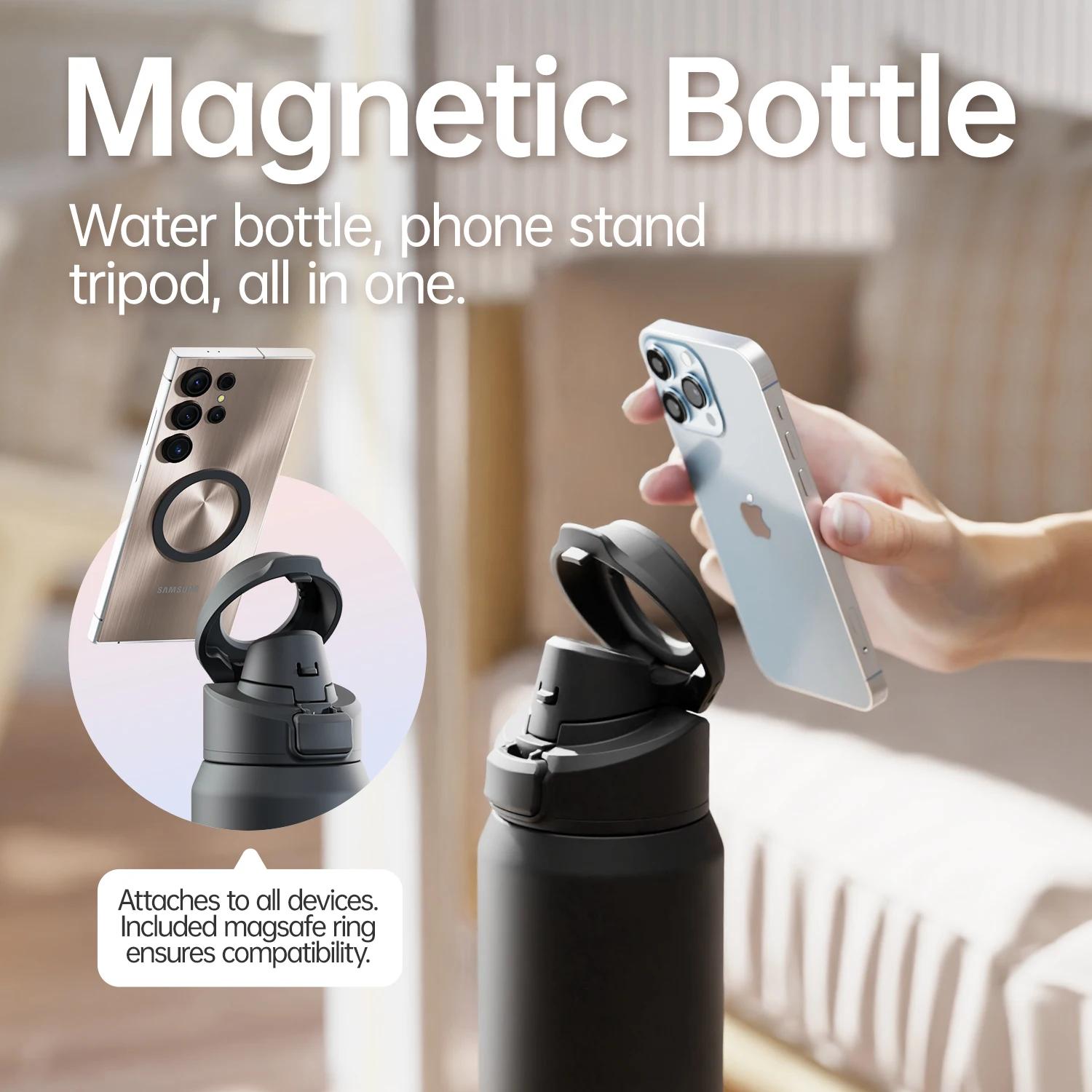 Bouteille isotherme magnétique Fjbottle en acier inoxydable, gourde de sport avec support magnétique
