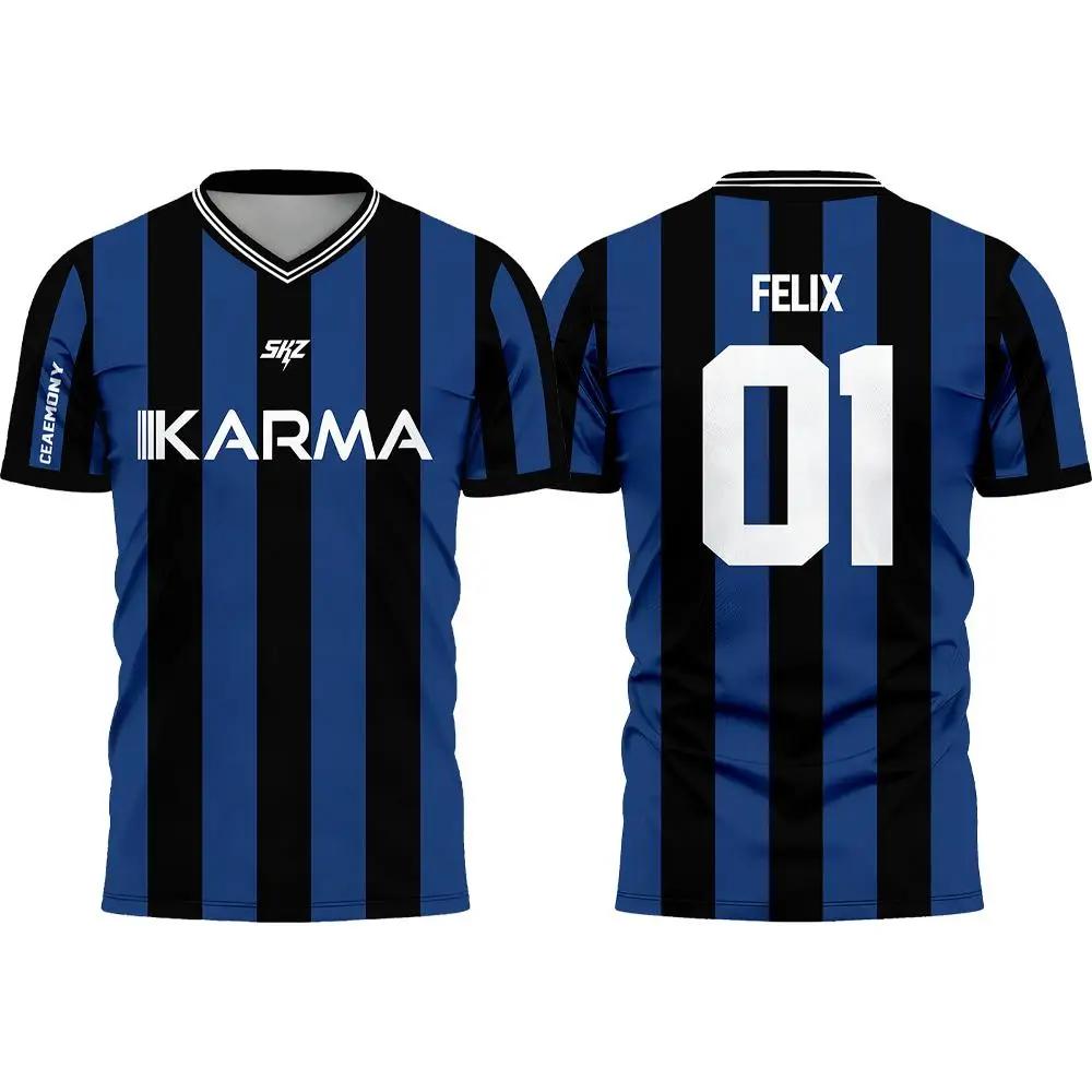 Karma SKZ Hyunjin 04 Maillot de football 3D à séchage rapide pour hommes et femmes, t-shirt pour fan
