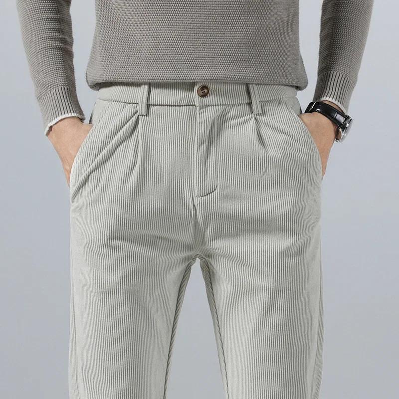 Pantalon décontracté en velours côtelé pour homme, collection Printemps-Automne 2026, coupe droite é