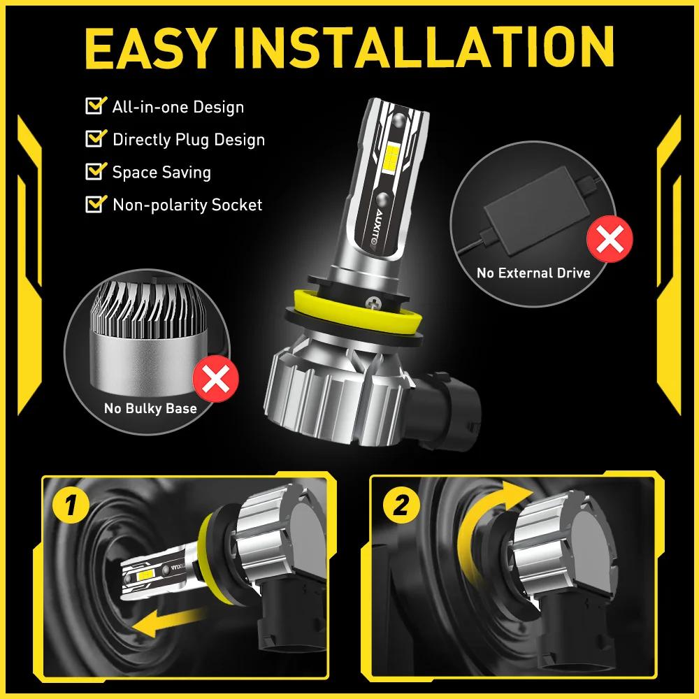 AUXITO 2 pièces H8 H11 LED ampoule antibrouillard phare de voiture H16JP HB4 9006 9005 HB3 lampe à L