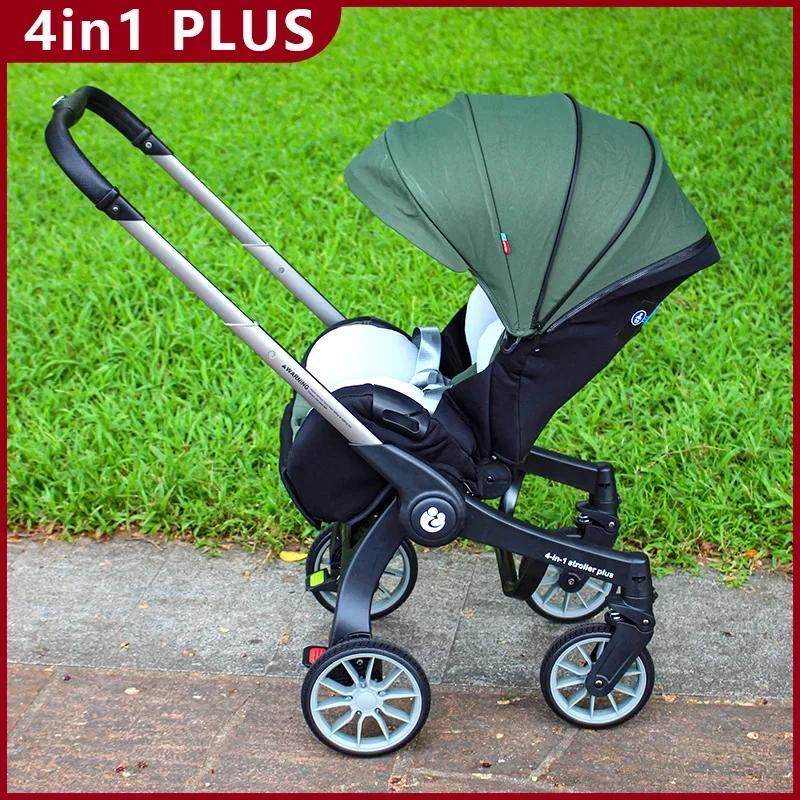Landau de voyage léger pliable multifonctionnel à quatre roues poussette Portable bébé poussette 3 e