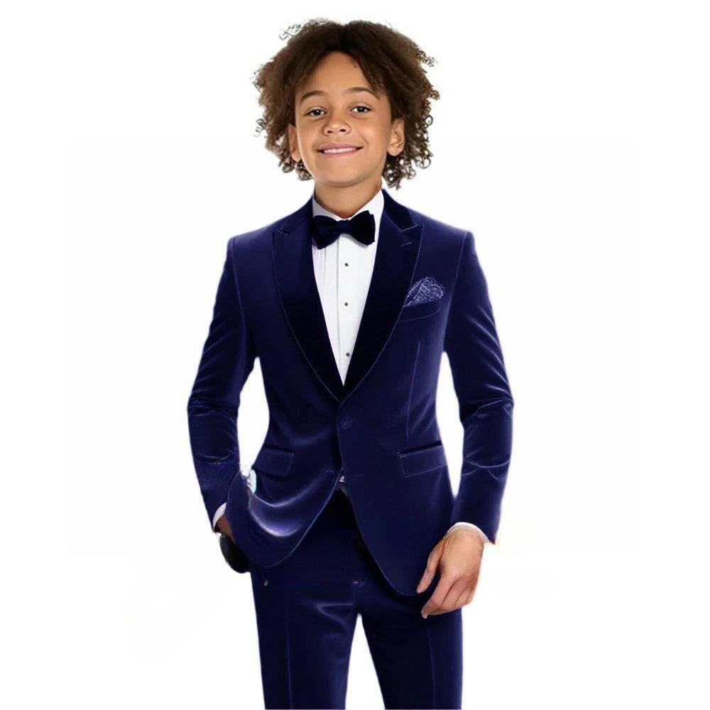 Ensemble de costume en velours multicolore pour garçons, 2 pièces, veste et pantalon, coupe cintrée,