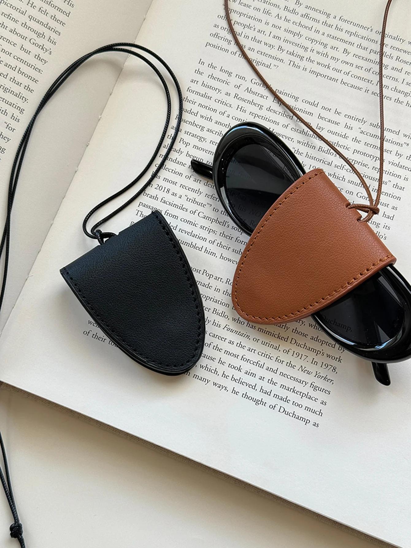 MIYIN portable suspendu cou lunettes sac de rangement pendentif en cuir PU voyage lunettes de soleil