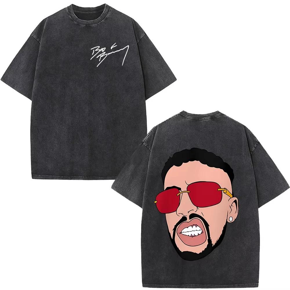 T-shirts vintage délavés pour hommes, style hip-hop, à manches courtes, streetwear, avec l'imprimé d