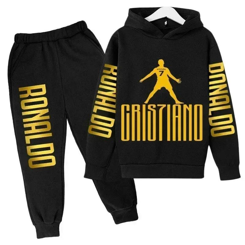 Ensemble de vêtements pour enfants à la mode d'automne, imprimé Ronaldo, sweat-shirt + pantalon, ens