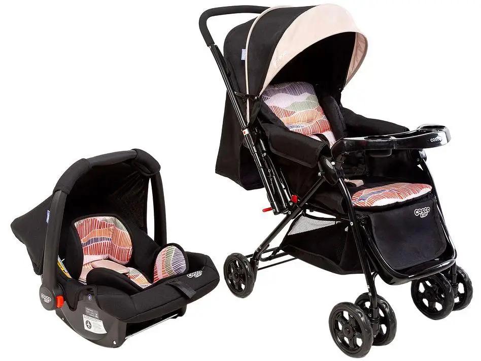 Poussette Confortable pour Bébé de 0 à 15kg, Système de Voyage Cosco pour Enfant, Paupières, 4 Roues