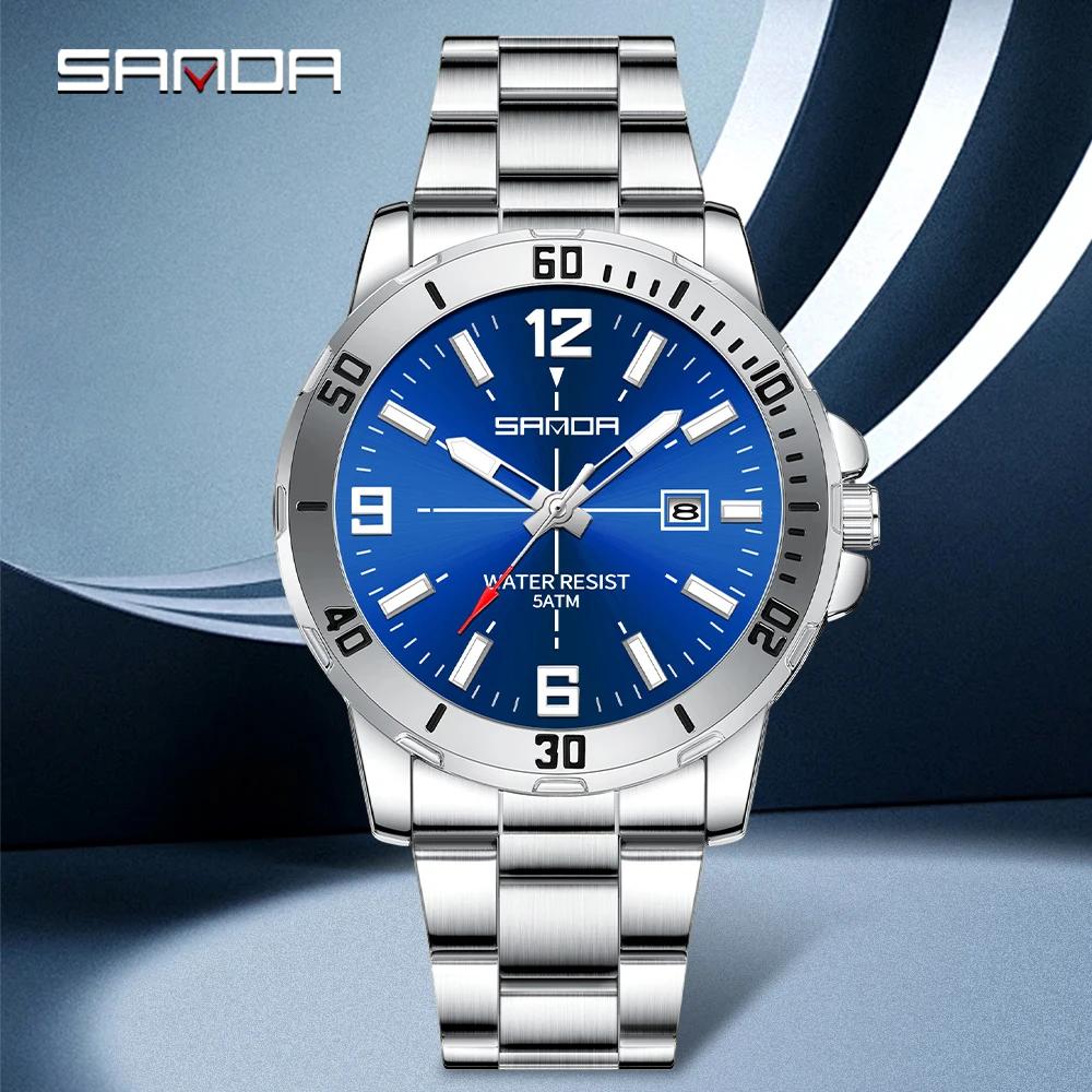 Mode SADNA 3265 montre à Quartz pour hommes d'affaires grand cadran étanche calendrier veilleuse nou