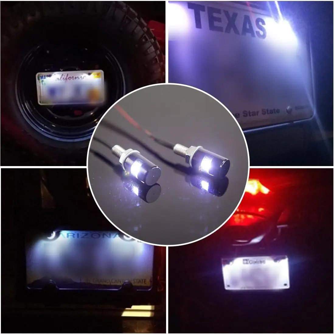 Plaque d'immatriculation universelle, étiquette, boulon à vis, ampoule LED blanche 12V, support de l