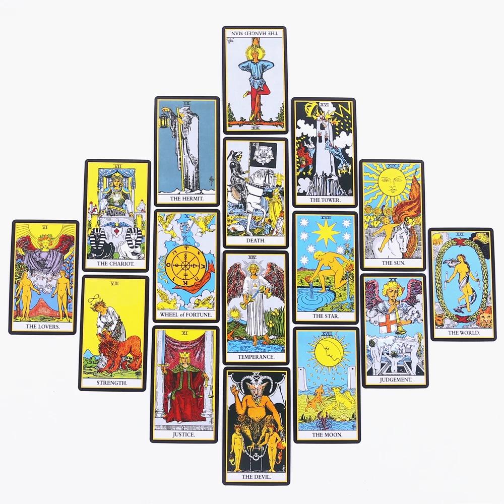 Jeu de cartes de Tarot classiques noires, 78 pièces, jeu de révélation de la bonne aventure avec gui