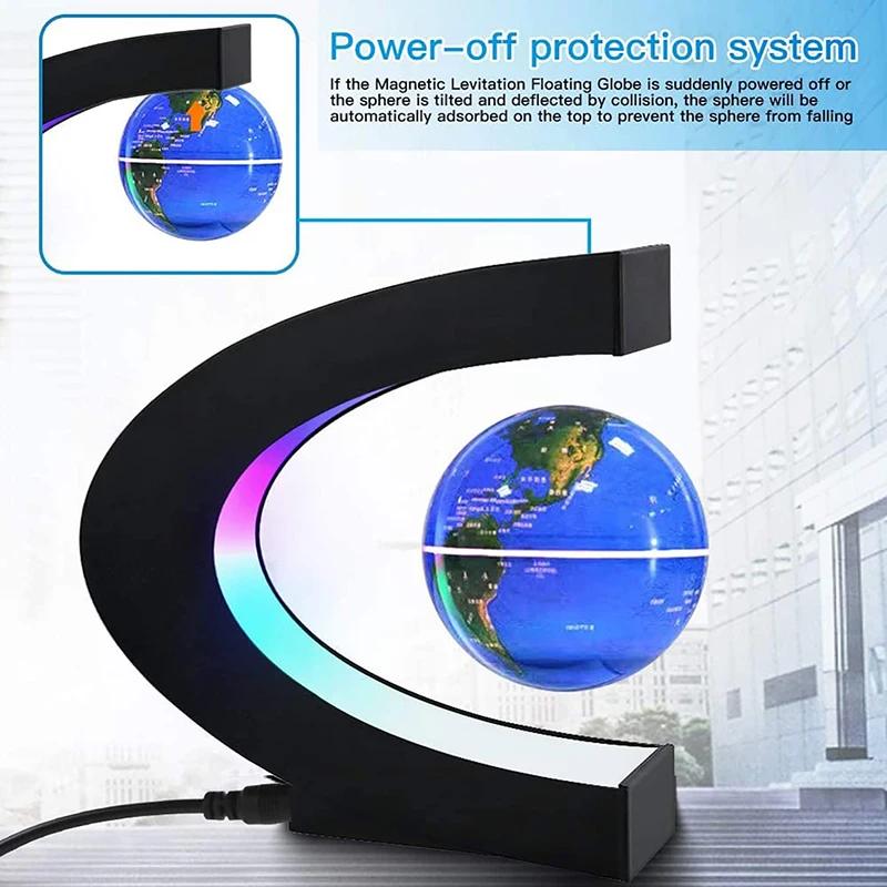 Globe Flottant Magnétique LED avec Carte du Monde, Lampe Électronique Antipassionnée, Boule Lumineus