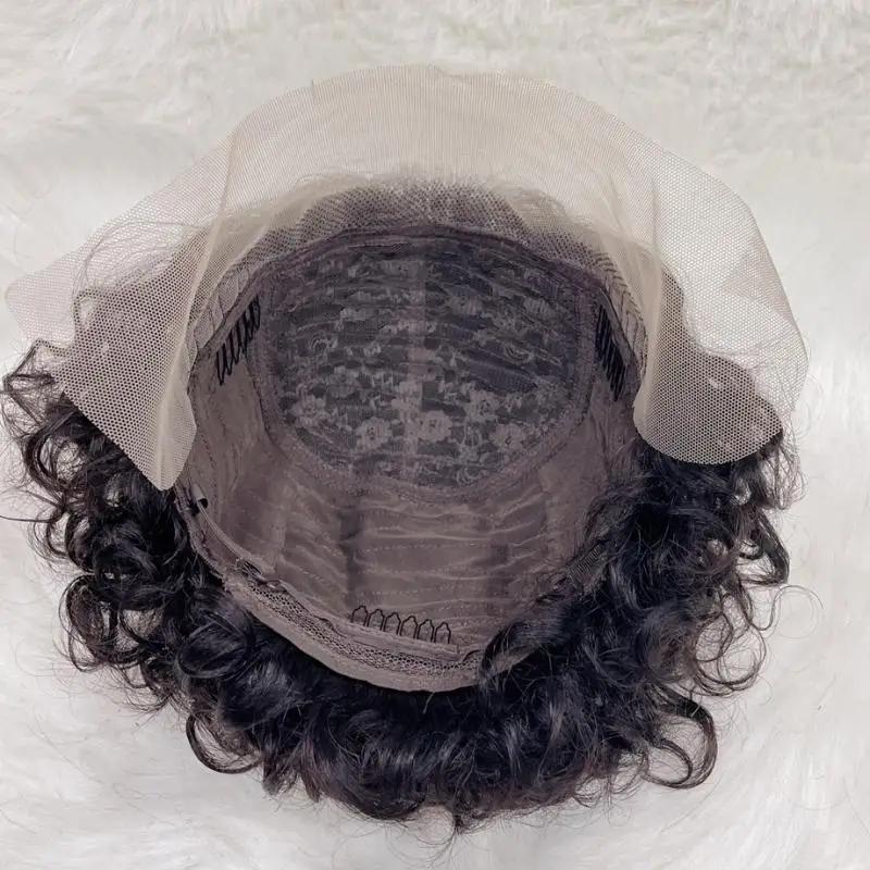 Perruque coupe lutin cheveux humains 13x1 dentelle frontale perruques cheveux humains court Bob perr