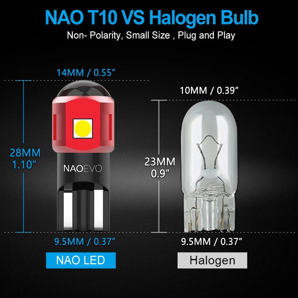 NAO 2x W5W T10 LED Ultra lumineux 5W5 12V 24V 4W 600Lm voiture intérieur côté lumière Auto ampoule b