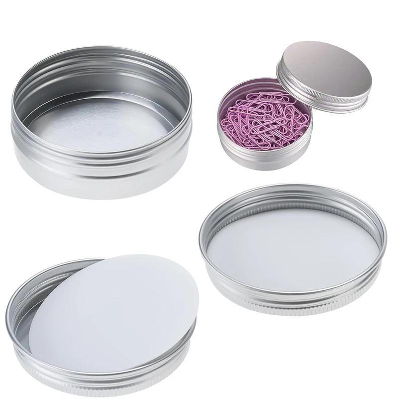Boîtes vides en aluminium argenté de 5 à 250ml, 1/5/10 pièces, bougies rondes à vis, boîtes à épices