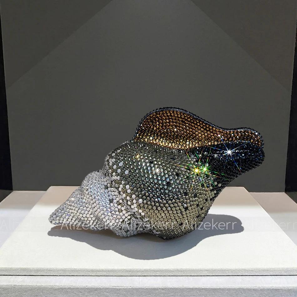 Sac de soirée Alizekerr 3D en forme de coquillage avec strass pour femme 2026 – Magnifique sac à mai