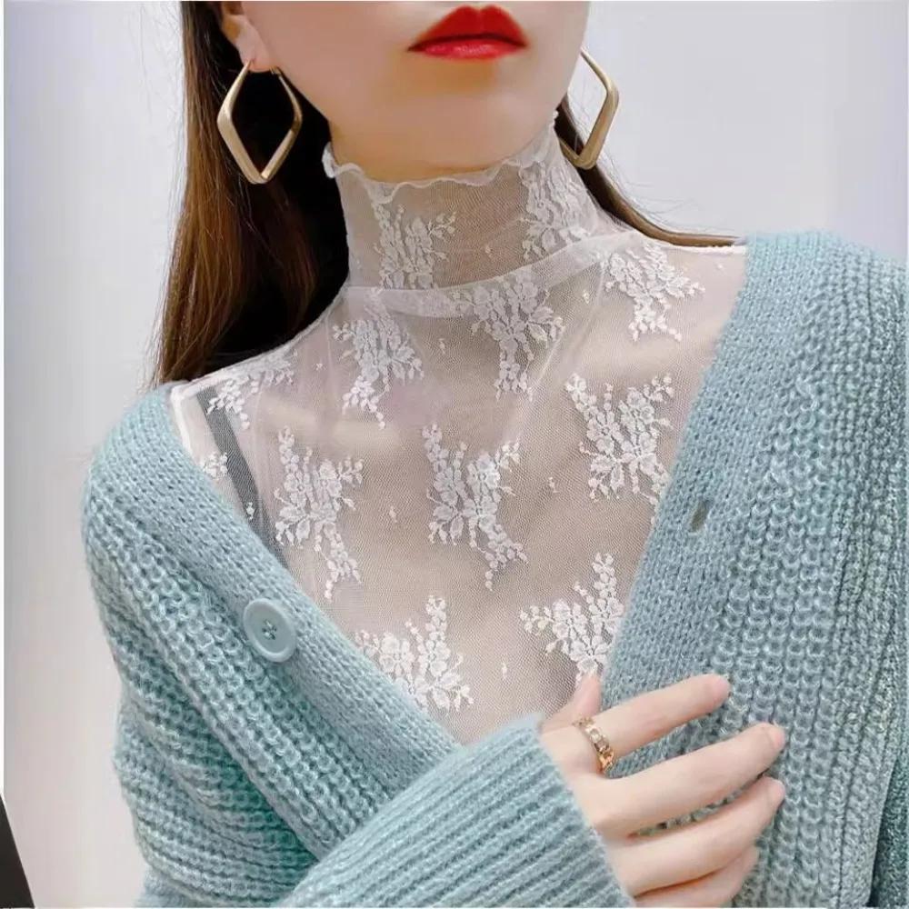 Mode dentelle florale faux col détachable gaze faux col tout-match mince dentelle réservoirs femmes