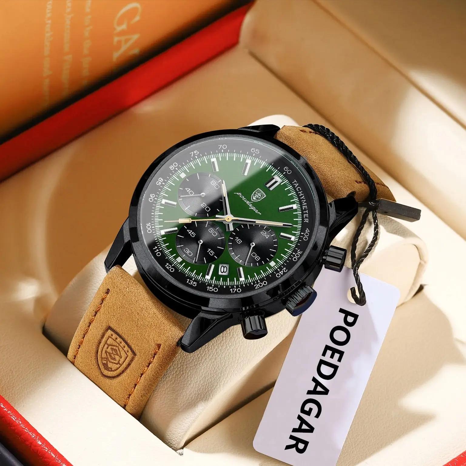 POEDAGAR mode Sport montre-bracelet pour hommes étanche lumineux chronographe militaire homme montre