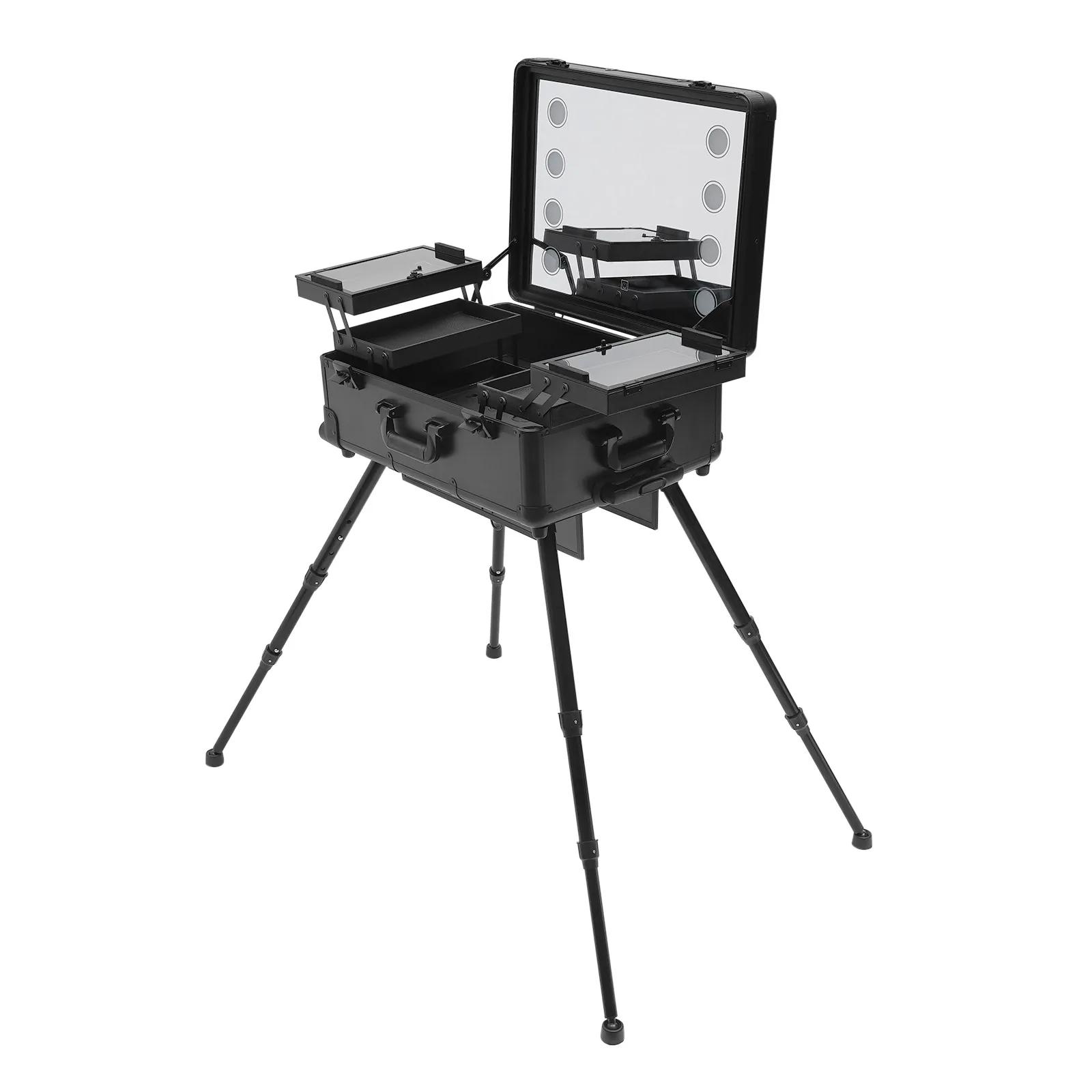 Mallette de maquillage roulante avec 8 lumières LED 5W, organisateur de rangement de grande capacité