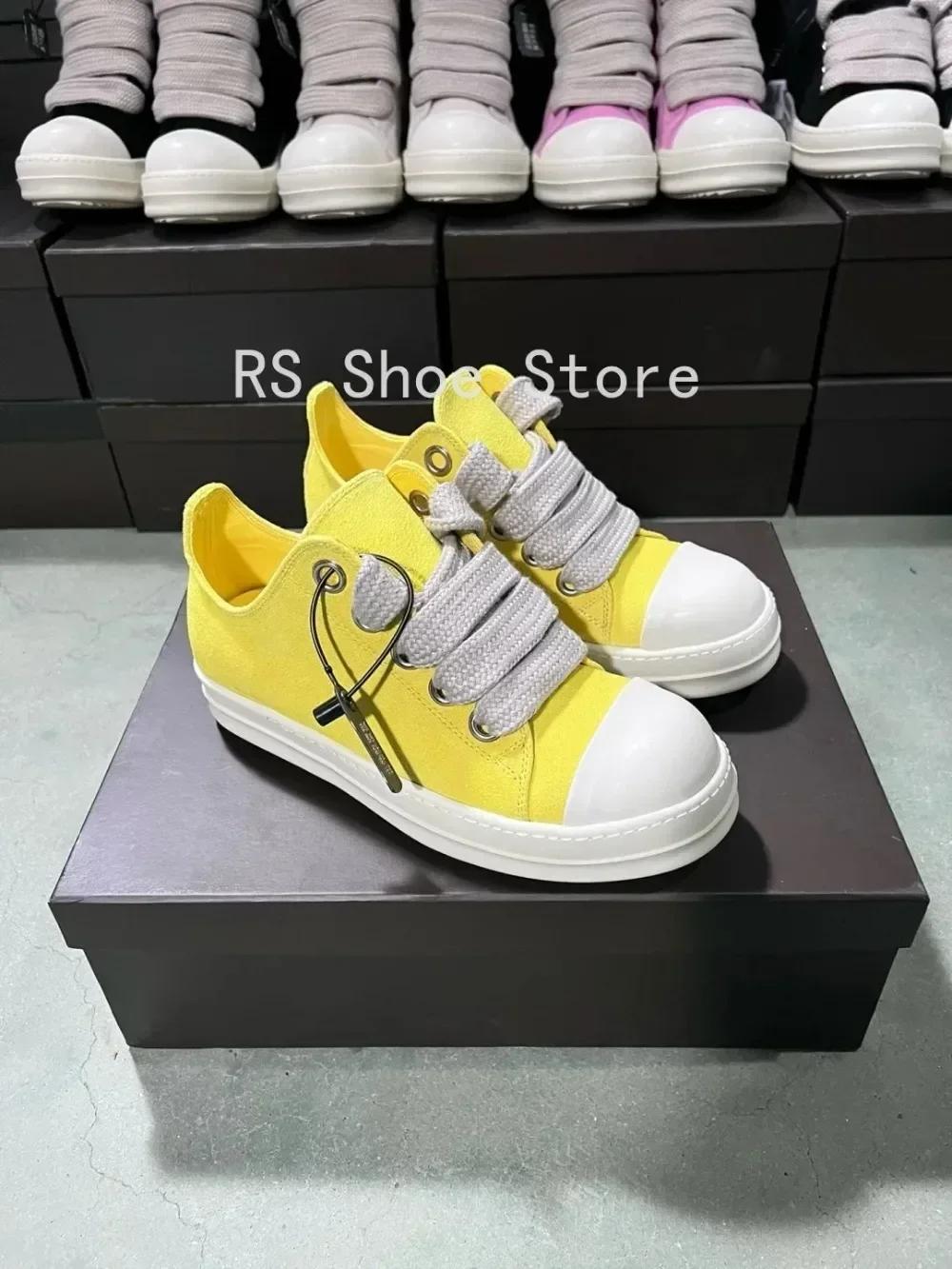 Ro hommes chaussure blanc jaune daim bas baskets décontractées en cuir Jumbo lacets femmes baskets v