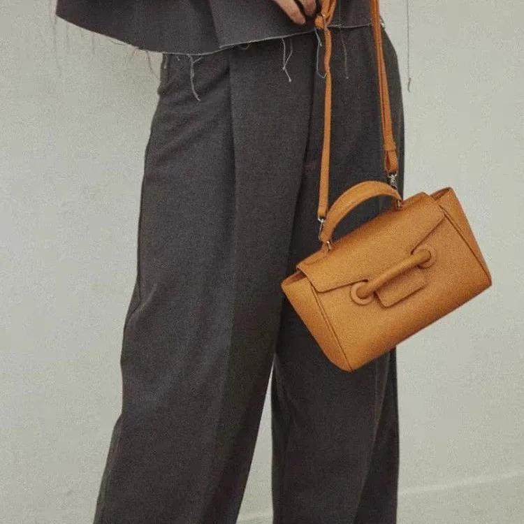 Sac à main en cuir marron rétro pour femme, sac bandoulière en cuir véritable, sac élégant pour le b