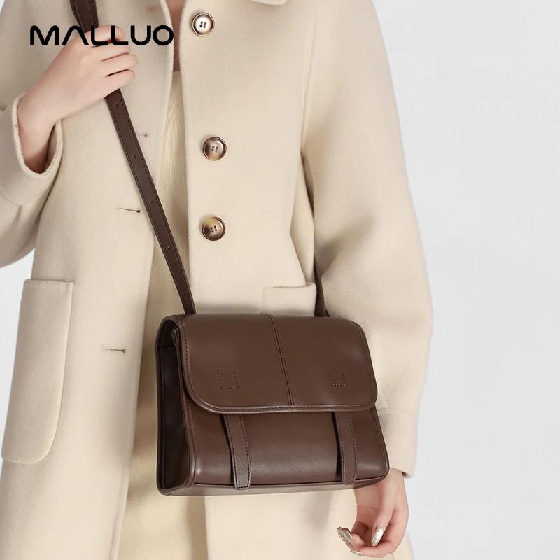 Sac à bandoulière en cuir véritable pour femmes, couleur unie, sac à bandoulière multi-poches, sac m