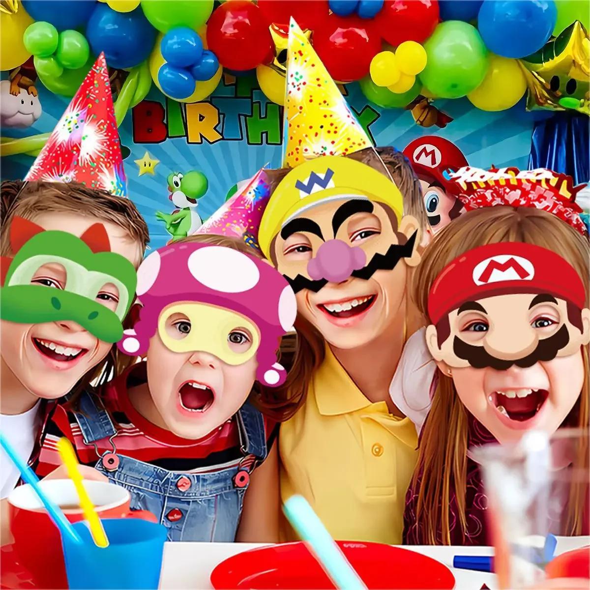 Ensemble de masque Mario pour décoration de fête, accessoires sympas, ornement préféré pour garçons 
