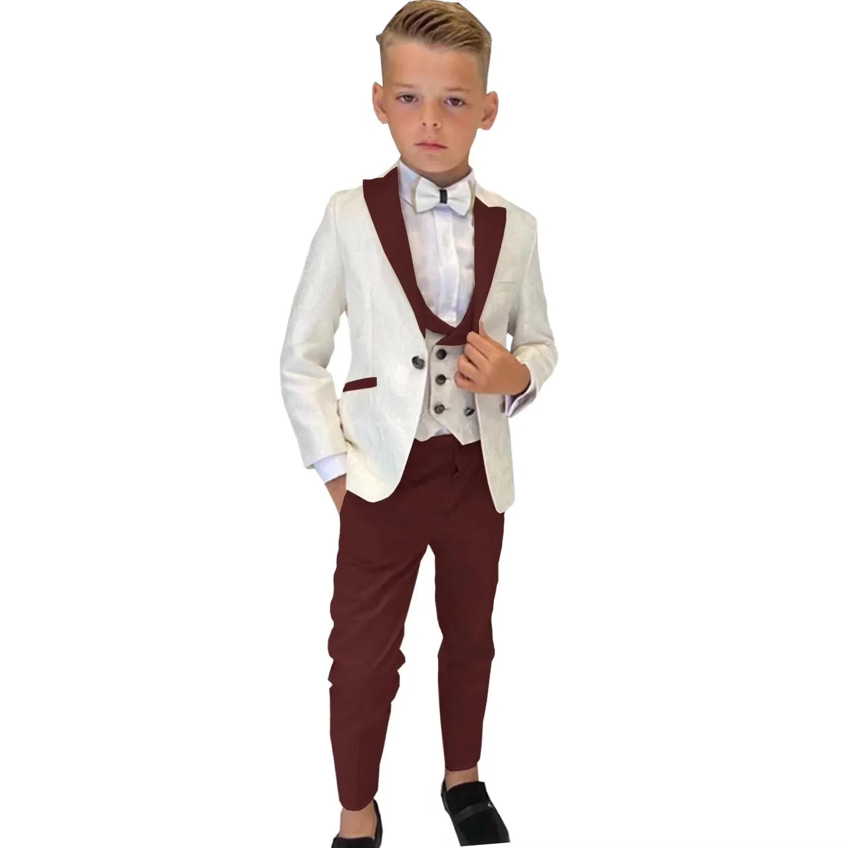 Costumes floraux pour garçons de 3 à 16 ans, ensemble 3 pièces pour smoking de mariage, tenue formel