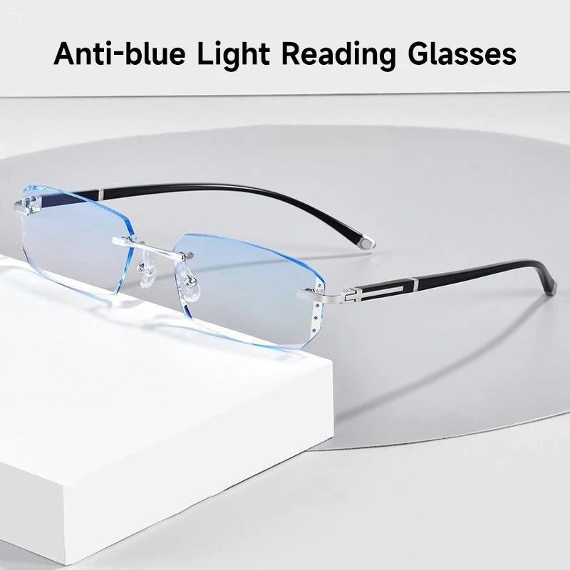 Mode diamant Anti-lumière bleue lunettes de lecture femme homme lunettes sans monture bloquant la Pr