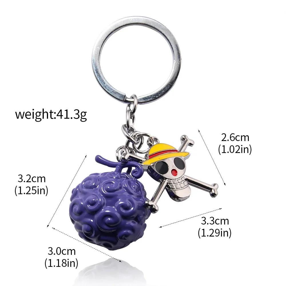 Porte-clés en métal une pièce, Anime Luffy Ace Law Devil Fruit, pendentif créatif, porte-clé de voit