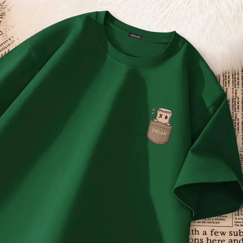 T-shirt à manches courtes imprimé style vintage américain pour homme, coupe ample et oversize, col r