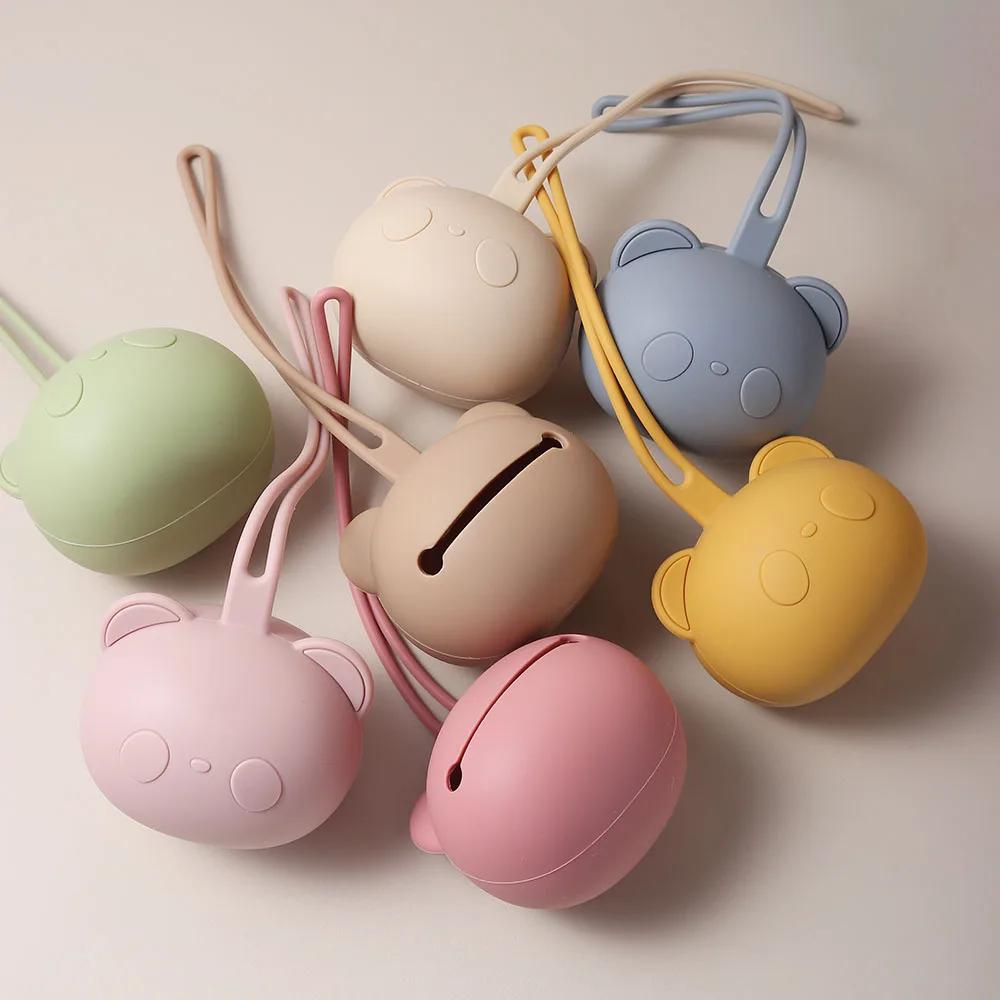 Nouveauté vente chaude épais panda ours forme bébé sucette étui support Silicone mamelon couverture 