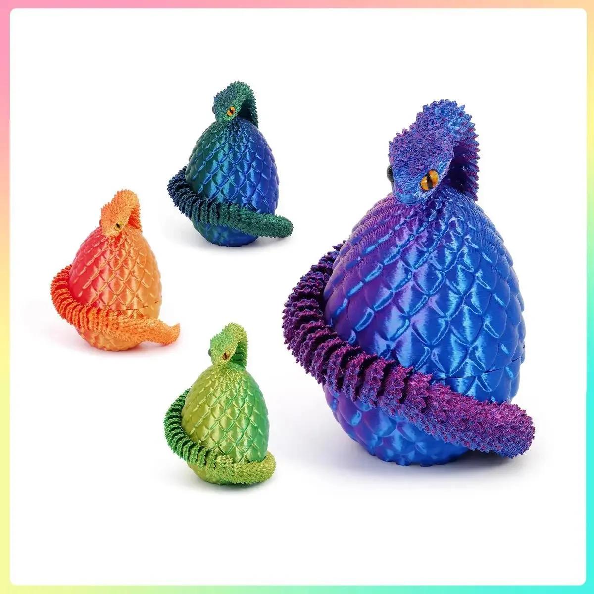 Figurine d'action imprimée en 3D, œuf de serpent, jouets créatifs anti-Stress, figurines d'anime à R