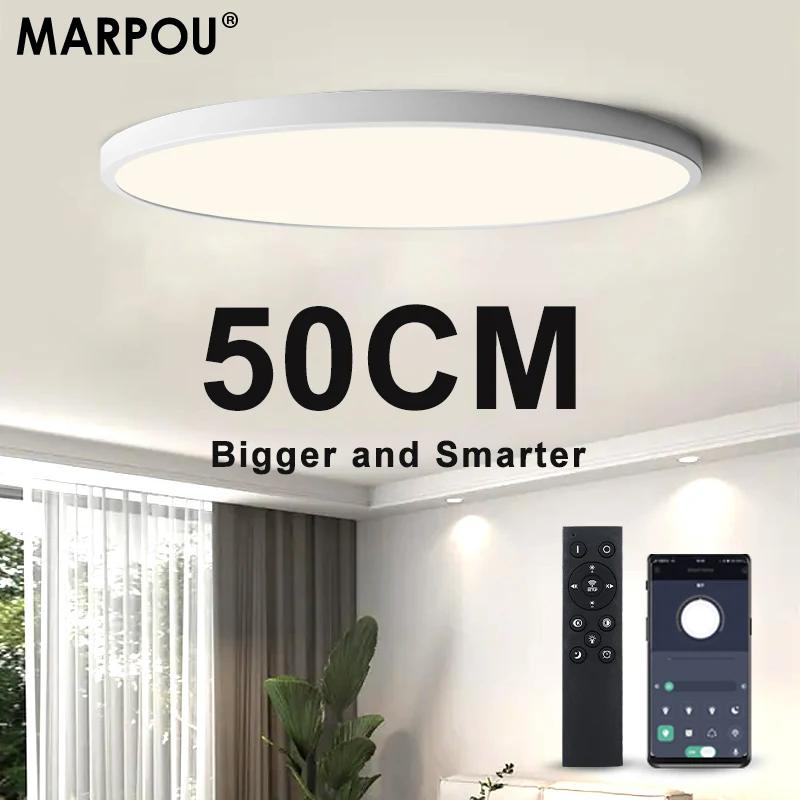 MARPOU 50CM grand plafonnier LED avec télécommande APP intelligente luminaire ultra-mince plafonnier