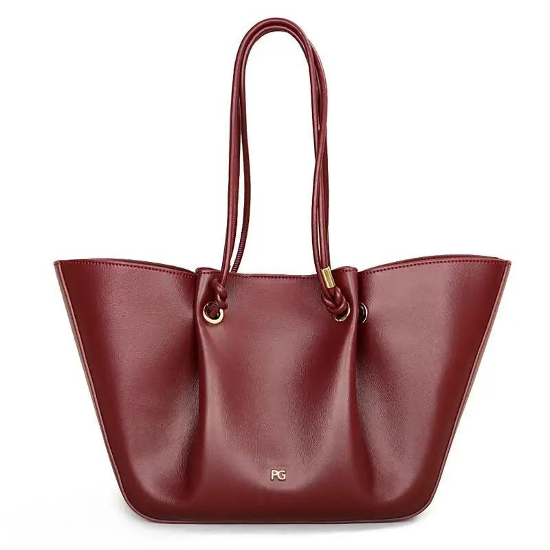 Sac fourre-tout PG pour femme, sac à main de luxe en cuir grainé, sac à bandoulière grande capacité,