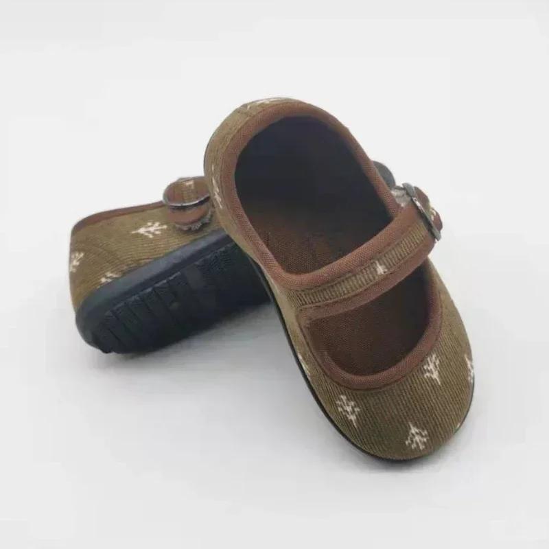 HoneyCherry – chaussures en toile de velours côtelé pour filles, chaussures d'intérieur à bouche car