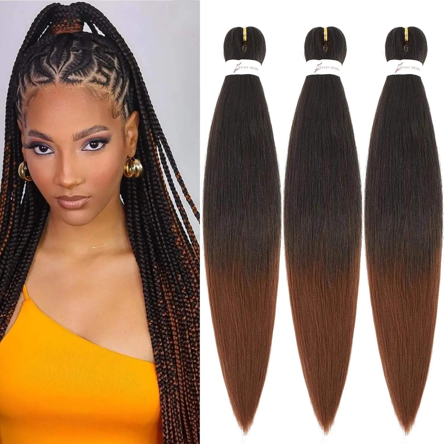 Extensions capillaires synthétiques Kanekalon sans nœuds, 26 pouces, tresses longues et lisses, Text