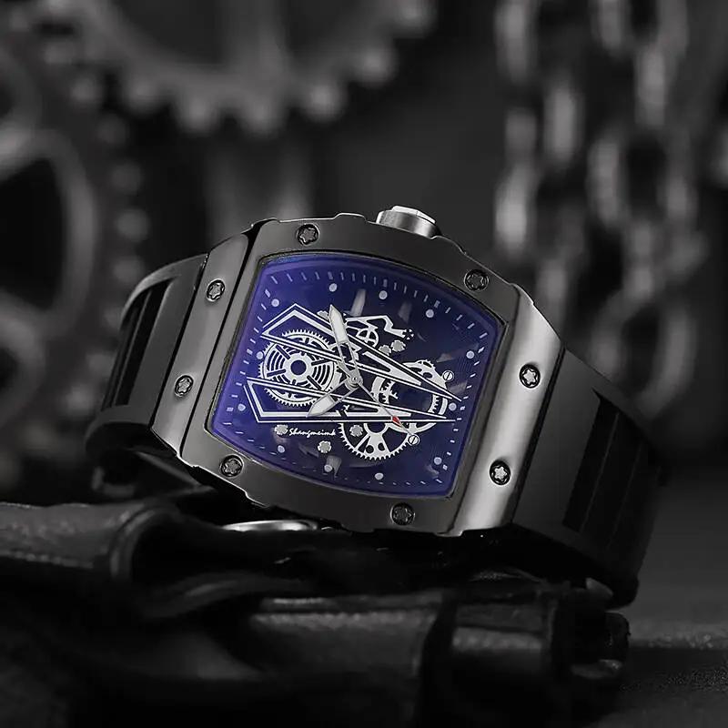 1/2 pièces mode hommes montres de luxe grand cadran montre à Quartz décontracté bracelet en Silicone