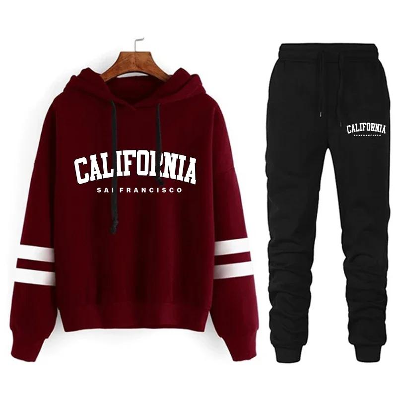 California Womens Survêtement Casual Stripe Polyvalent Sweat à capuche ou pantalon ou costume Simpli