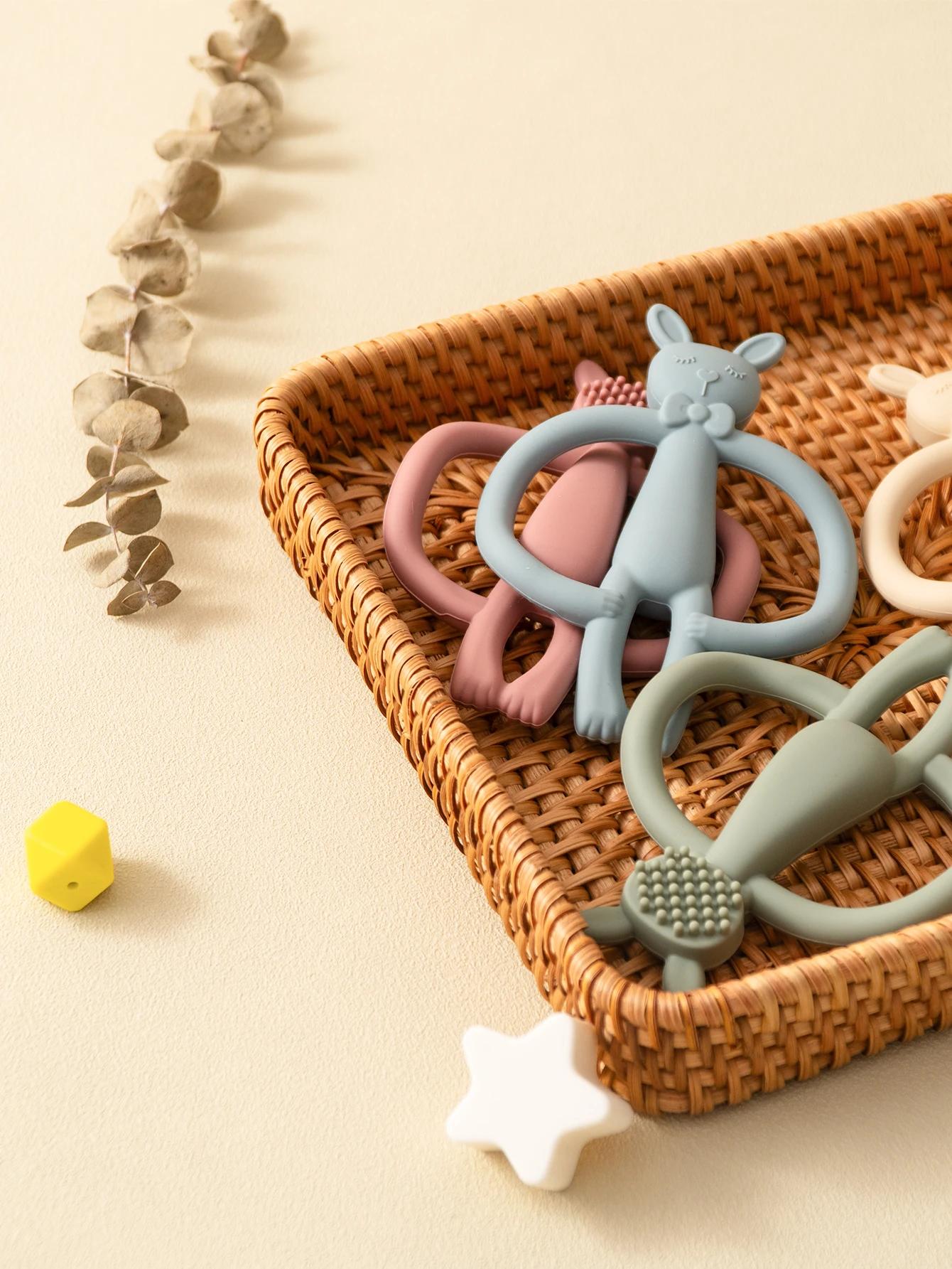 TeWindsor-Jouet de Dentition en Silicone pour Bébé, Lapin de Dessin Animé, Cadeaux pour Nouveau-Né, 