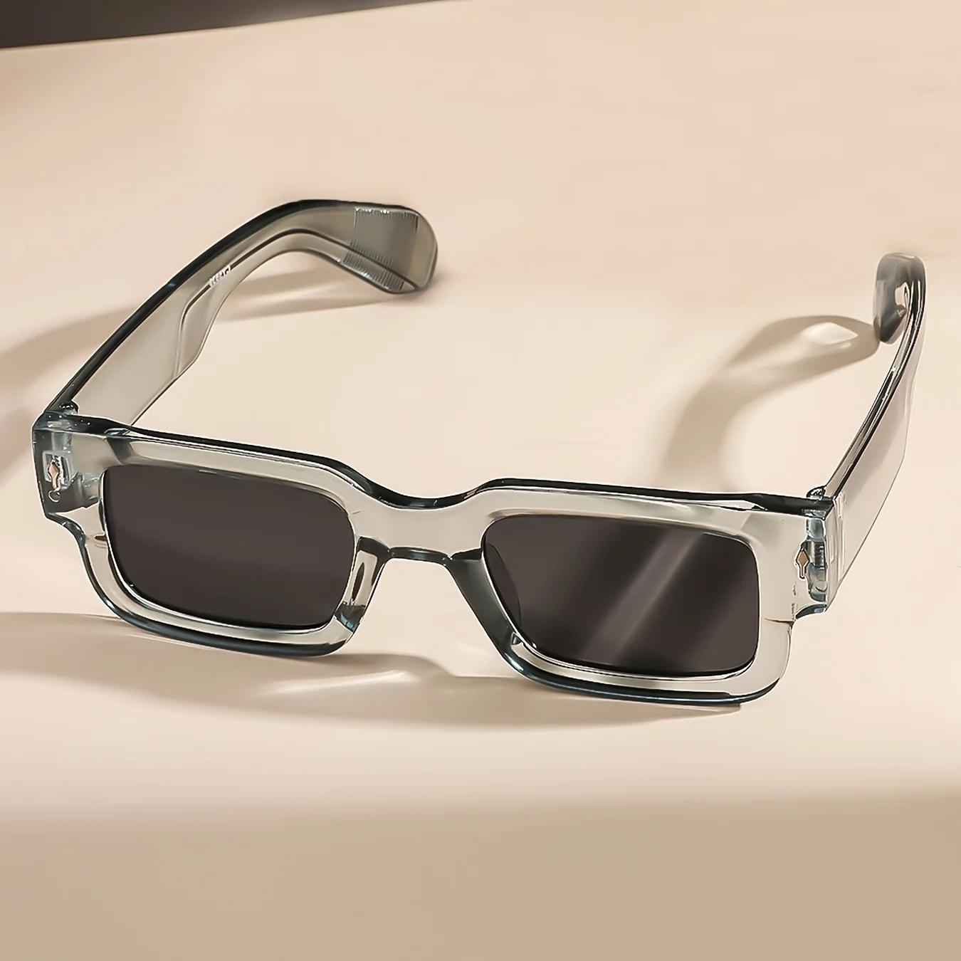 Lunettes de soleil carrées rétro unisexes, 1 pièce, Protection UV classique, monture en plastique, p