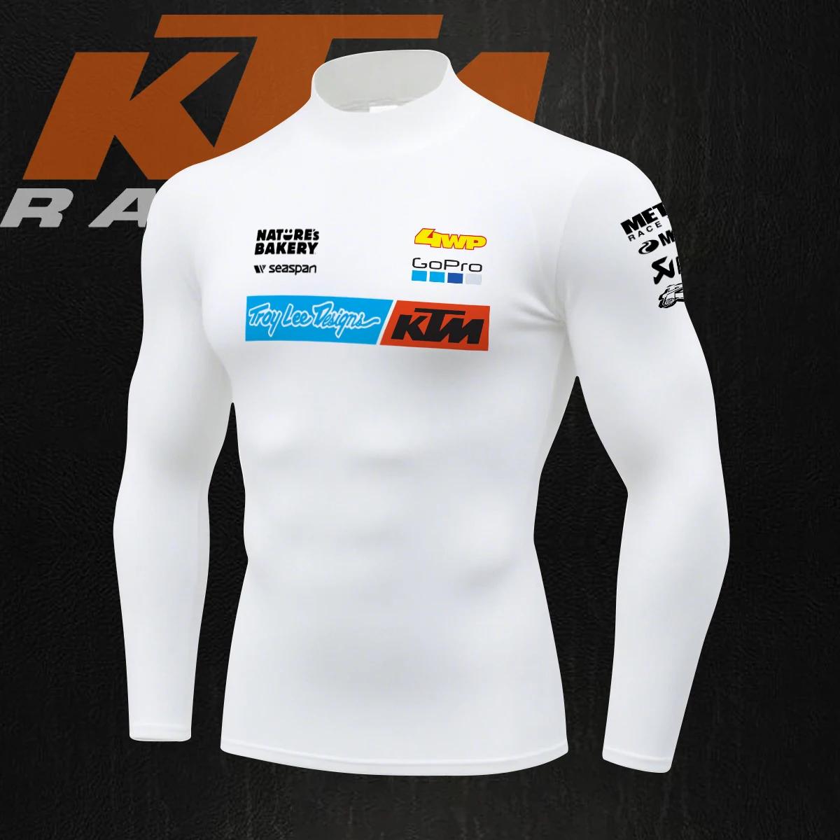 Nouveau T-shirt de sport pour homme 2026 Moto GP Troy Lee X KTM Racing Team, col mi-haut, manches lo
